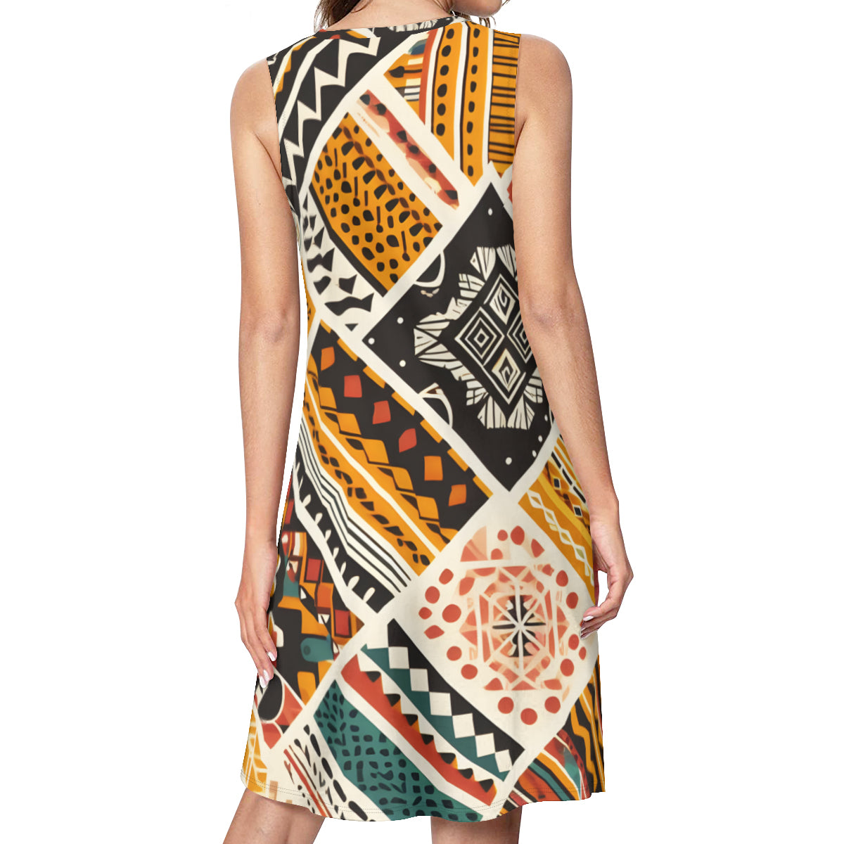 African Pattern Women's Casual Dress | Polyester