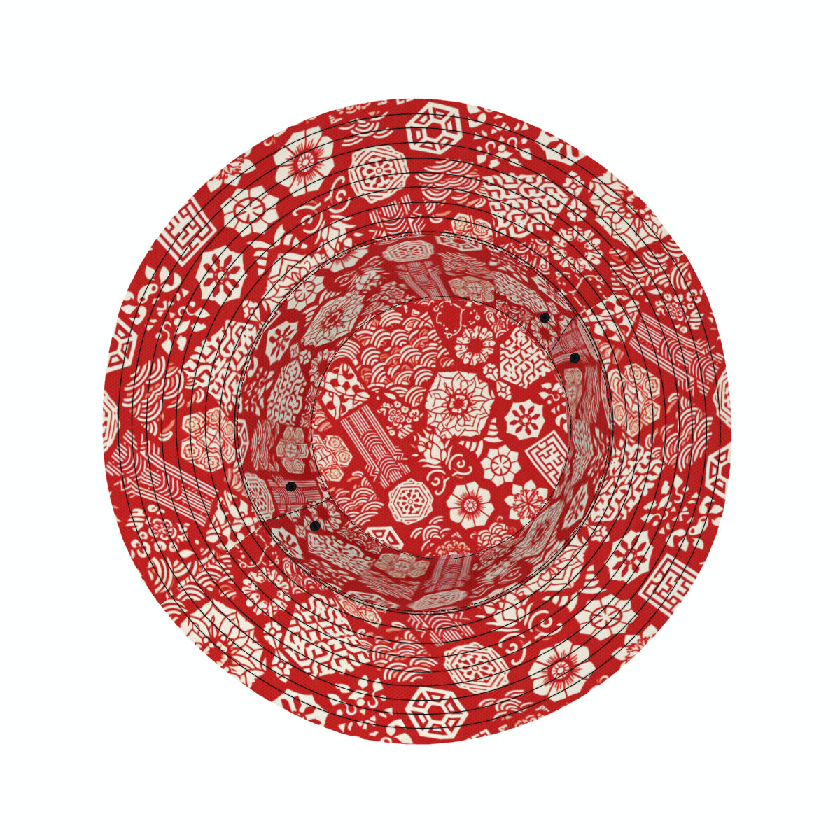 Red And White Double-Sided Unisex Polyester Bucket Hat