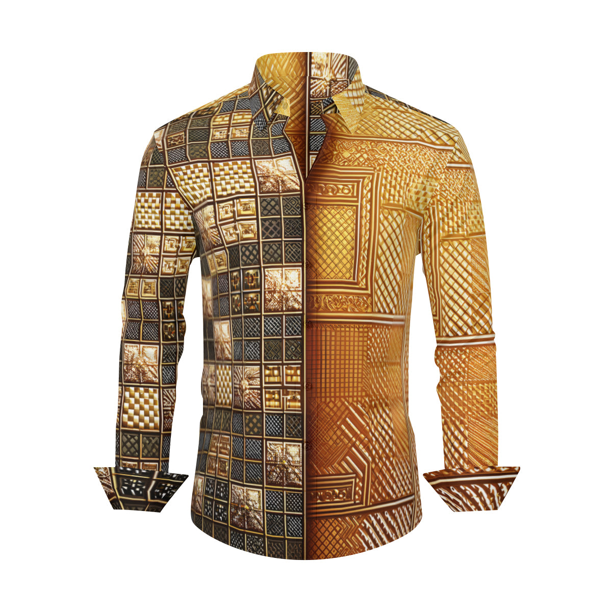 Golden Check Long Sleeves Men's Shirt