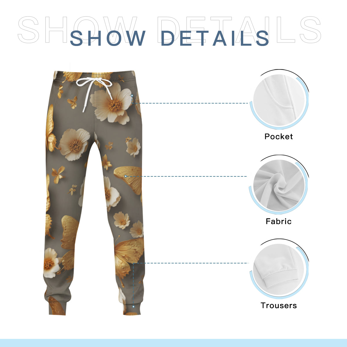 Little Golden Butterflies Men's Adult Hoodie Set (Double-Layer Hood) | Health Fabric
