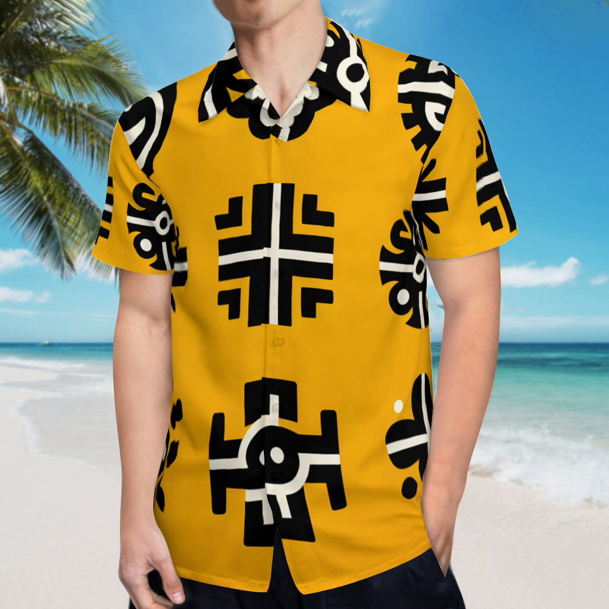 African Pattern Short Sleeves Men's Shirt