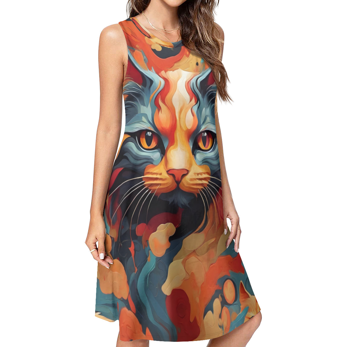 Cat Lovers Women's Casual Dress | Polyester