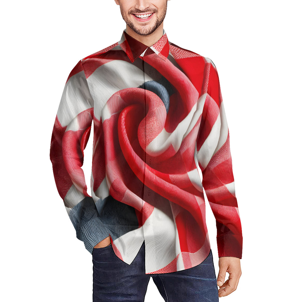 Red And White Gingham Checks Short Sleeves Men's Shirt