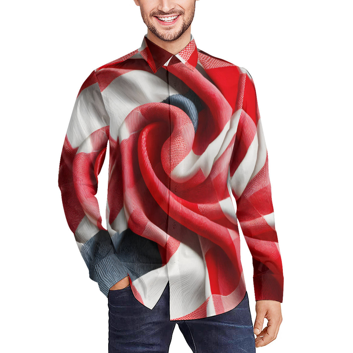 Red And White Gingham Checks Short Sleeves Men's Shirt