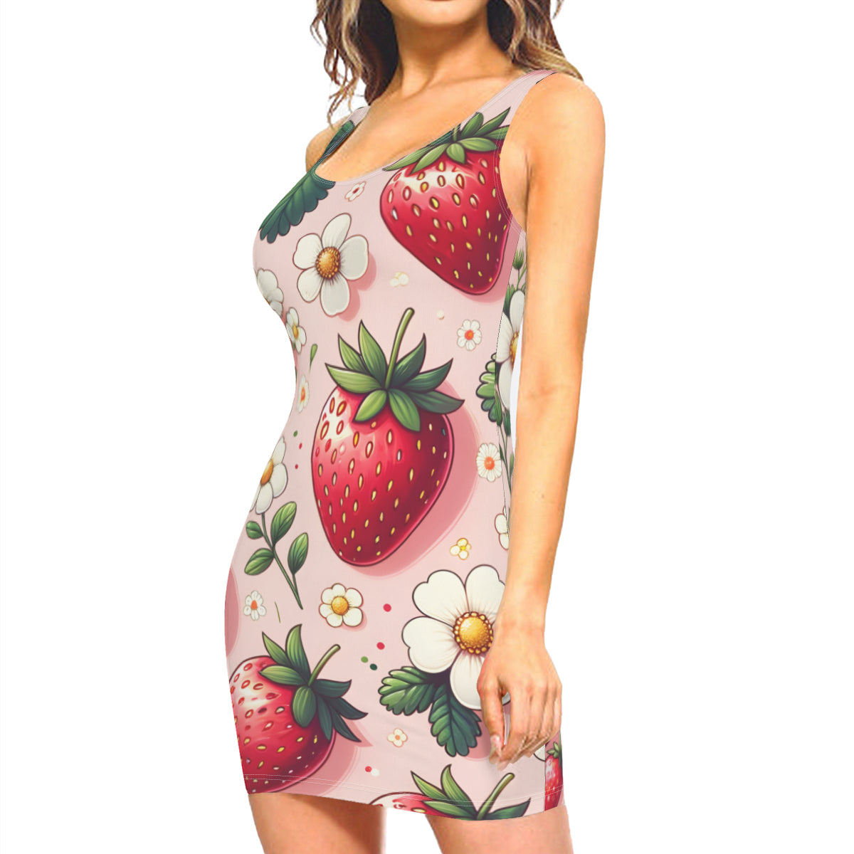 Strawberry Women Sleeveless Slim-Fit Euro-Size Tank Slip Dress | Polyester