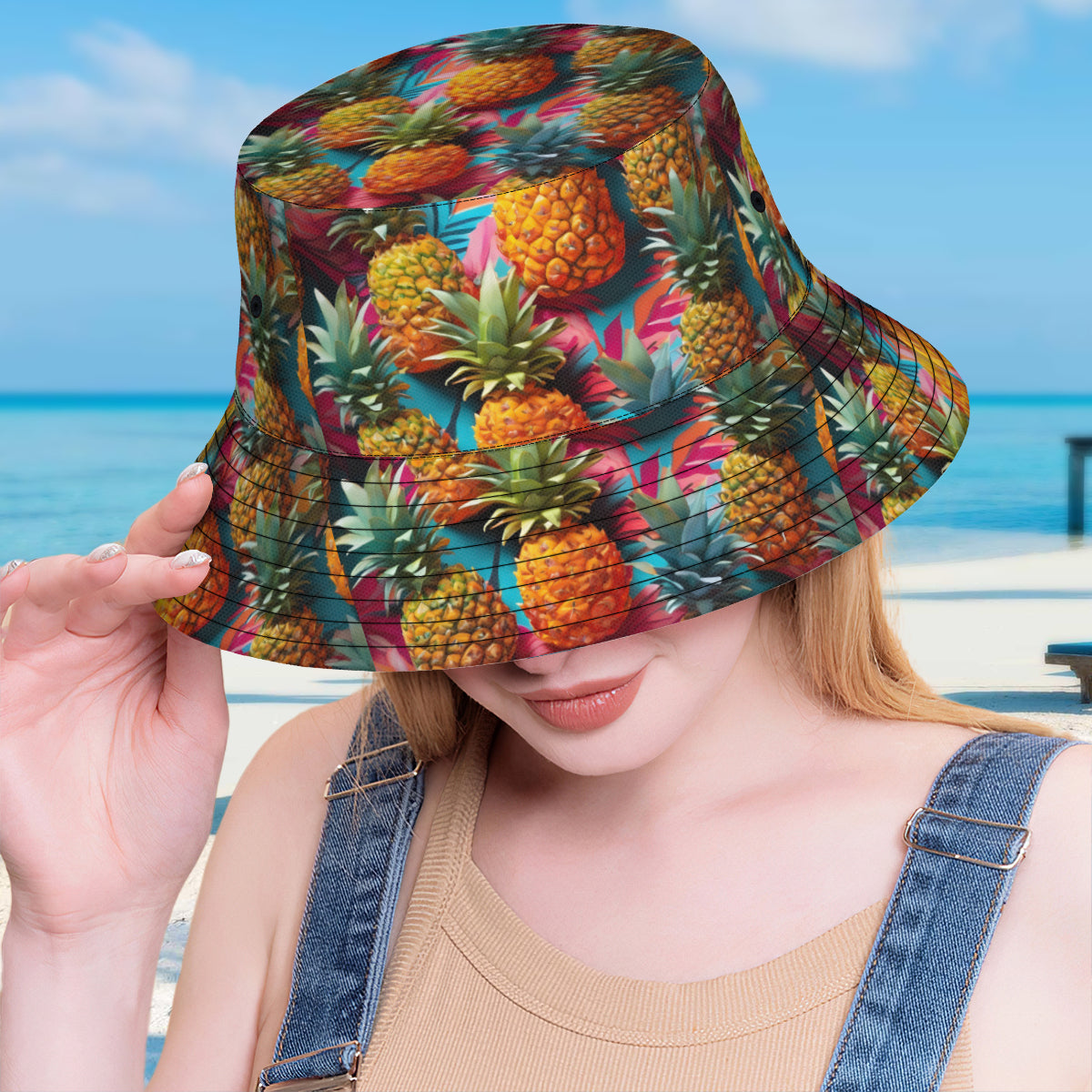 Pineapple Double-Sided Unisex Polyester Bucket Hat