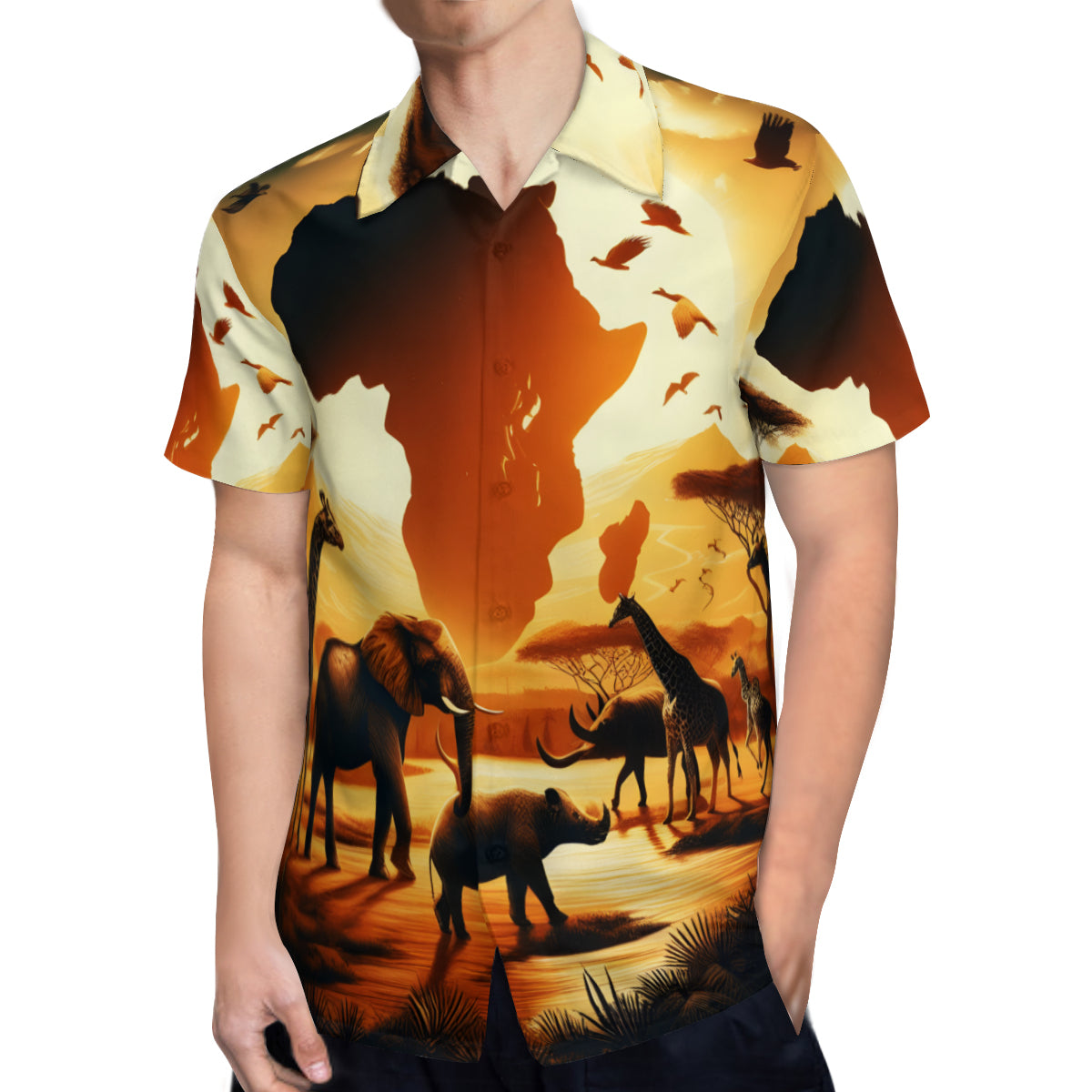 Africa Sunset Short Sleeves Men's Shirt