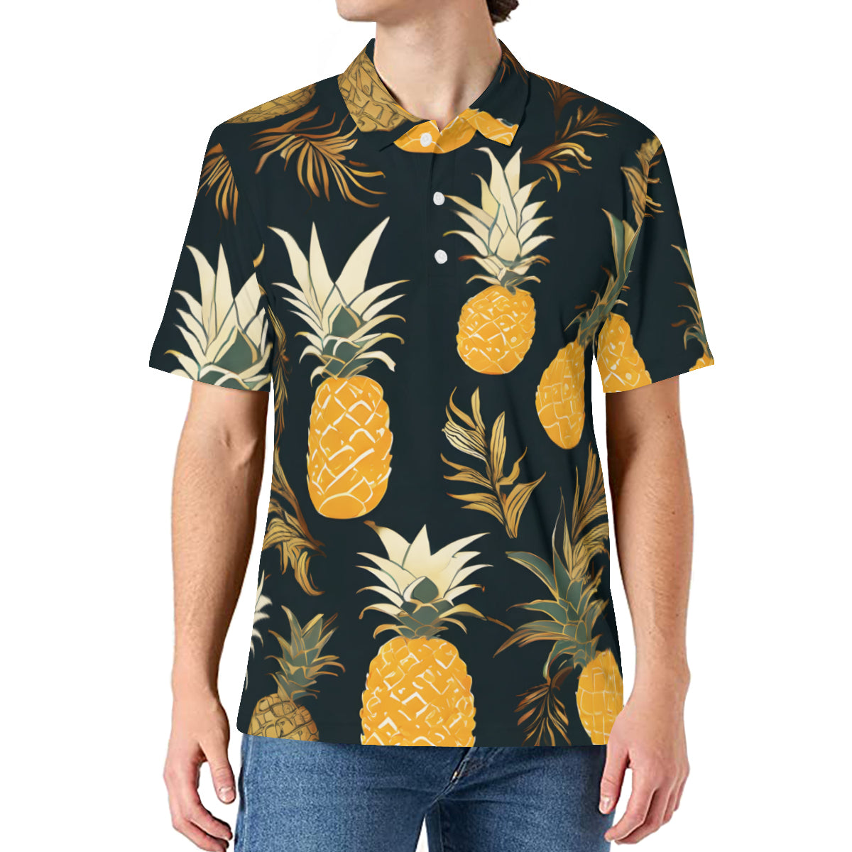 Pineapple Men's Premium European Size POLO Shirt | 95% Polyester+5% Spandex