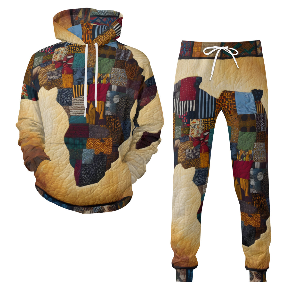 Abstract Africa Men's Adult Hoodie Set (Double-Layer Hood) | Health Fabric