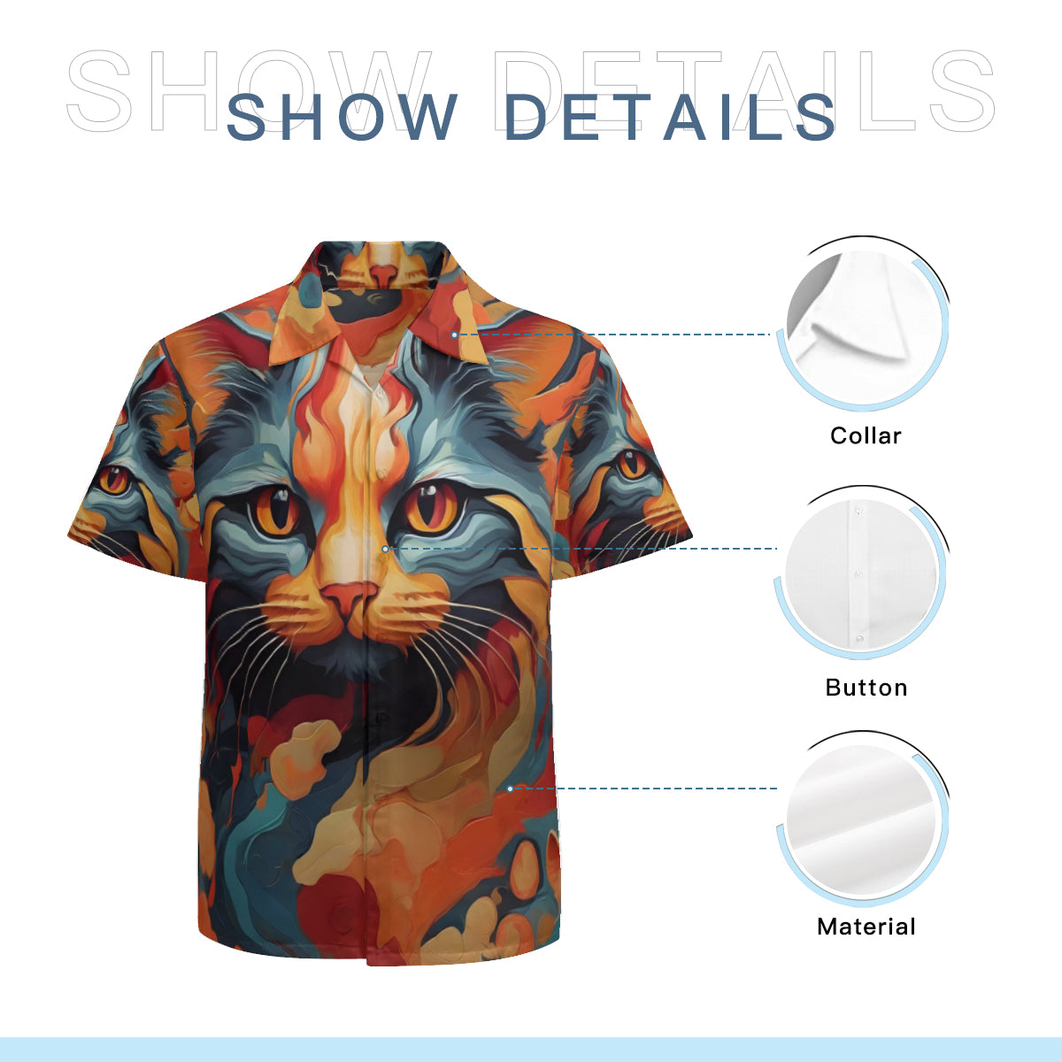 Abstract Cat Lovers Short Sleeves Men's Shirt