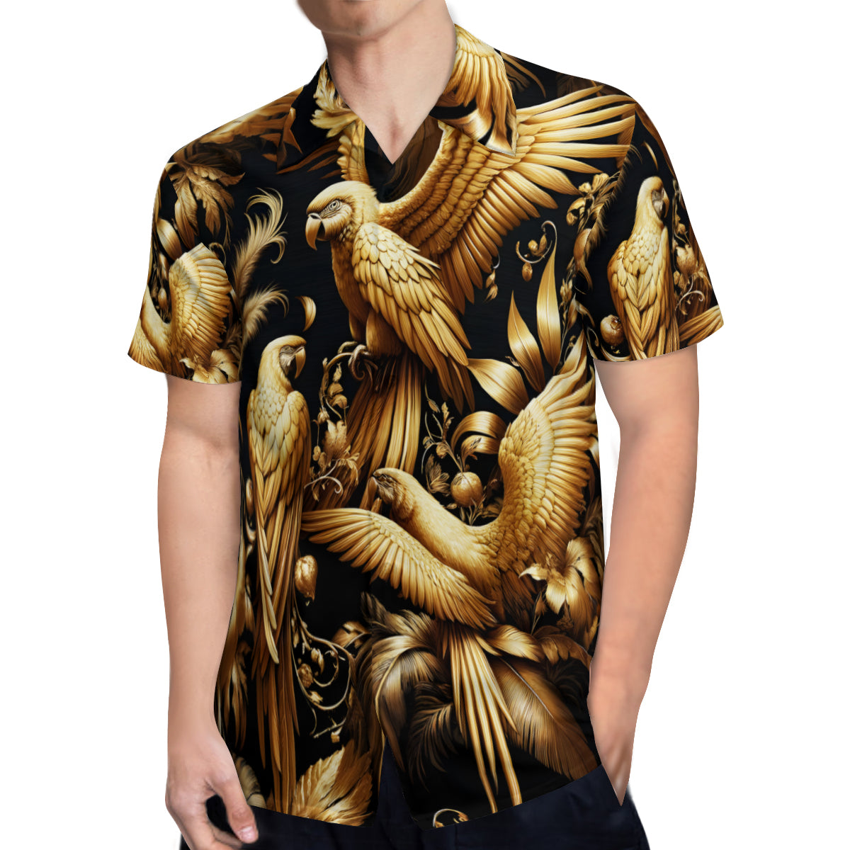 Abstract Gold Black Short Sleeves Men's Shirt
