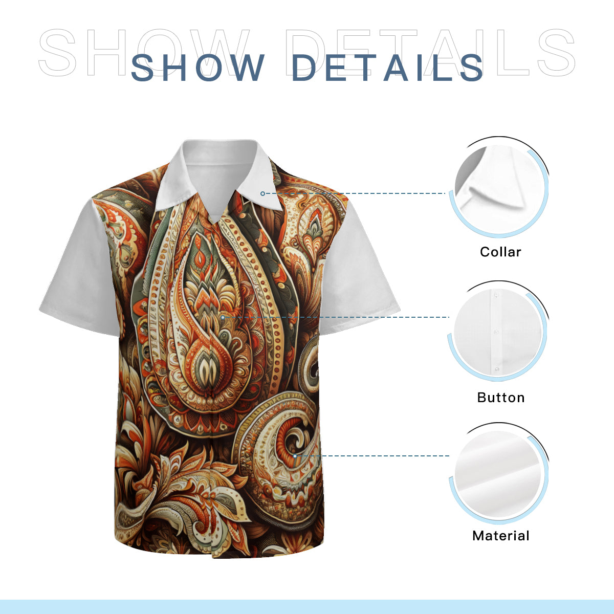 Abstract Motifs Black Short Sleeves Shirt
