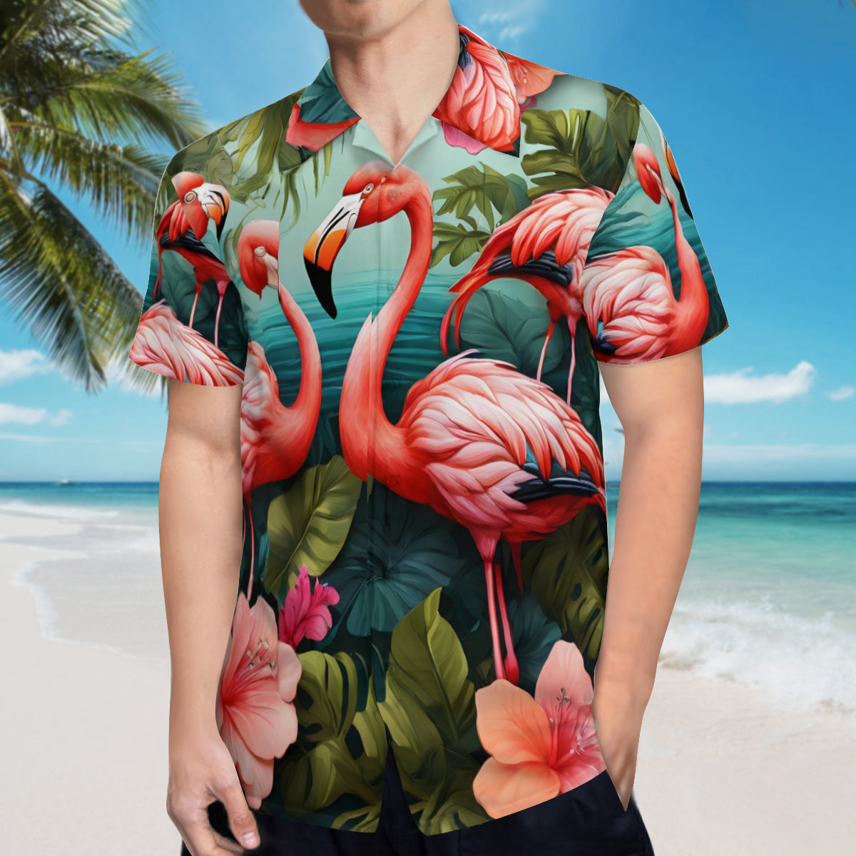 Flamingo Short Sleeves Men's Shirt