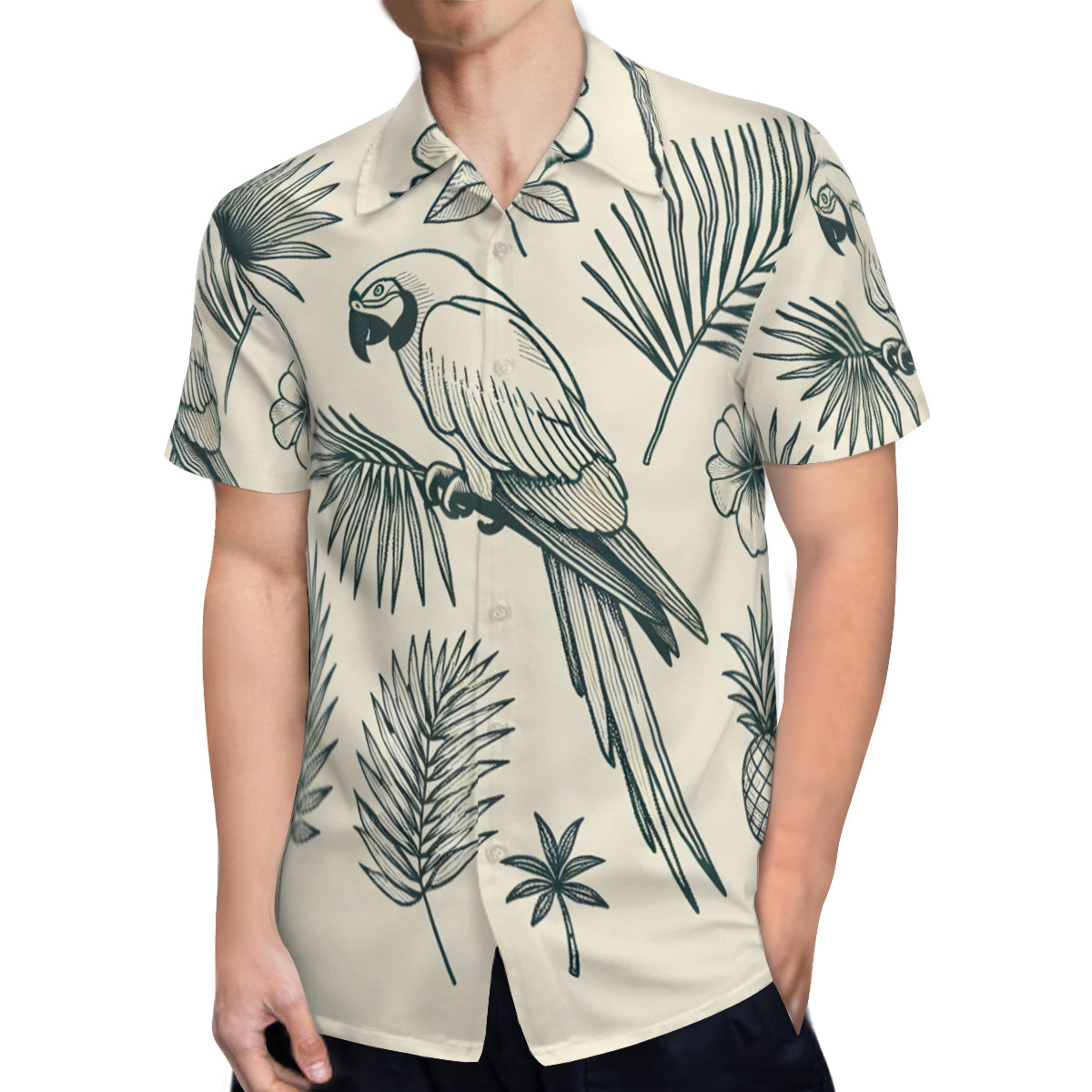 Abstract Parrot Tropical Short Sleeves Men's Shirt