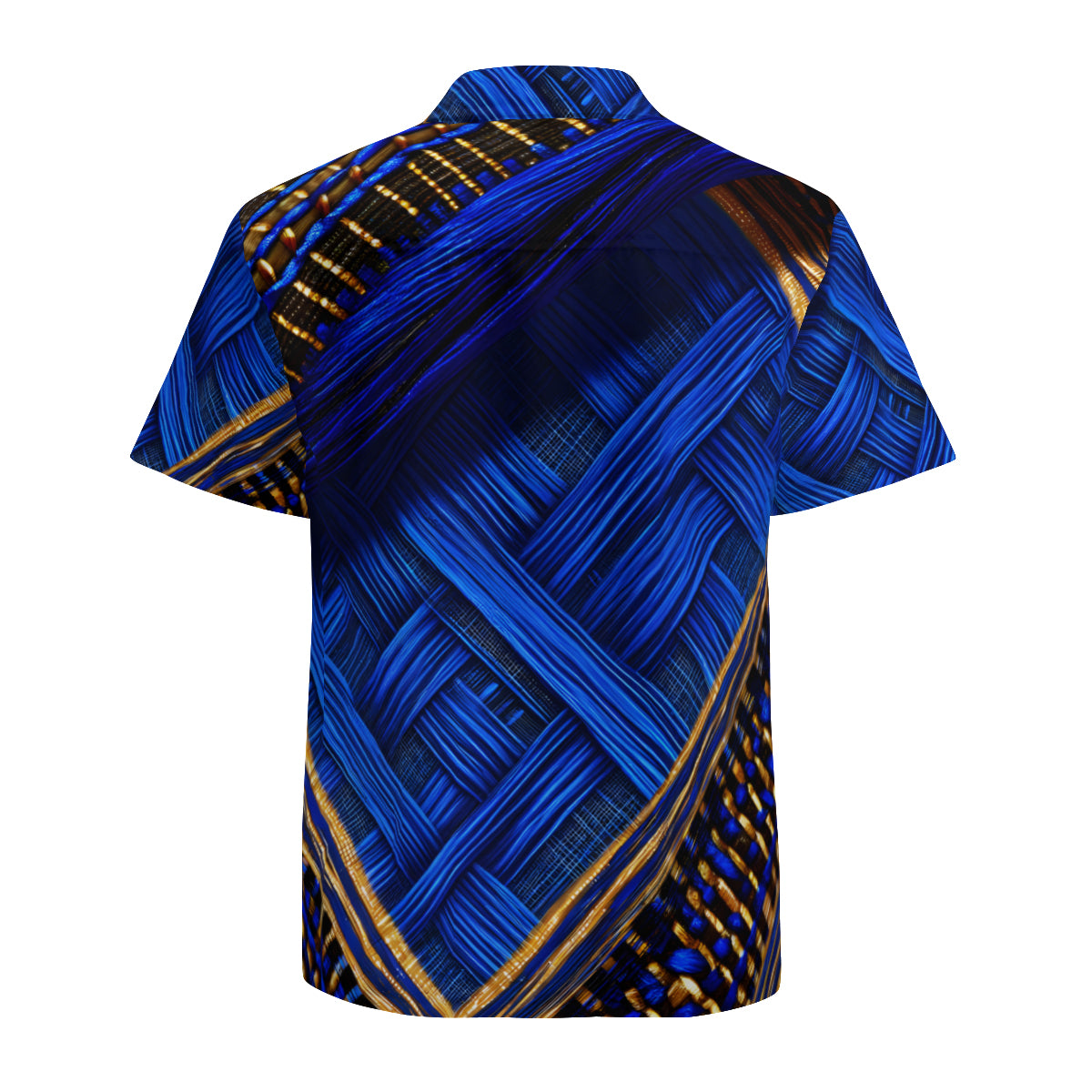 Royal Blue Interwoven Design Short Sleeves Men's Shirt