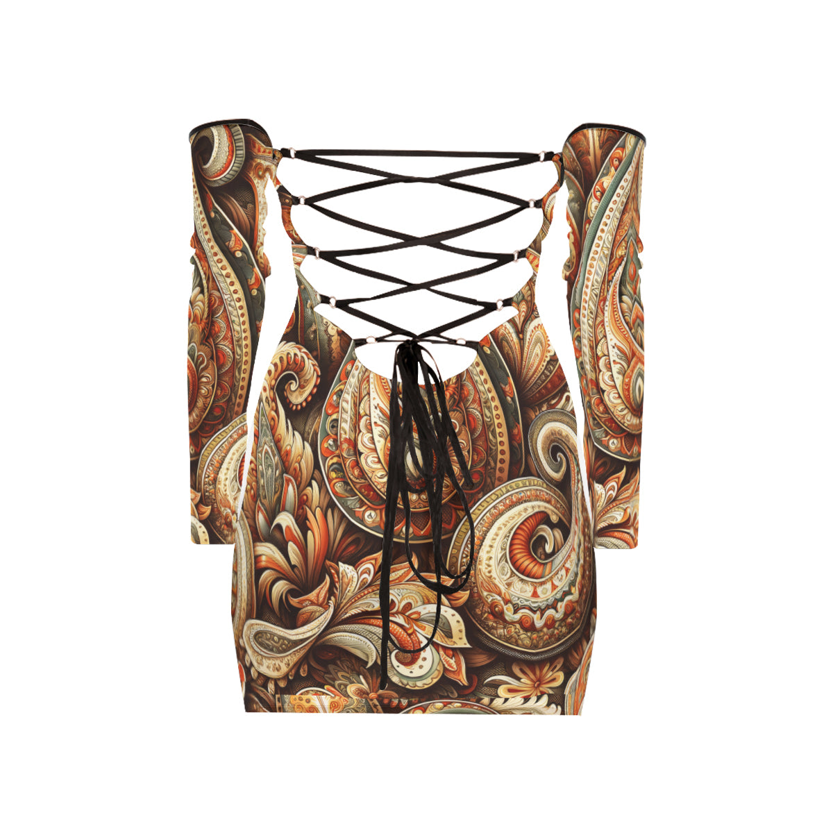 All-Over Print Women's Off-Shoulder Back Lace-up Dress