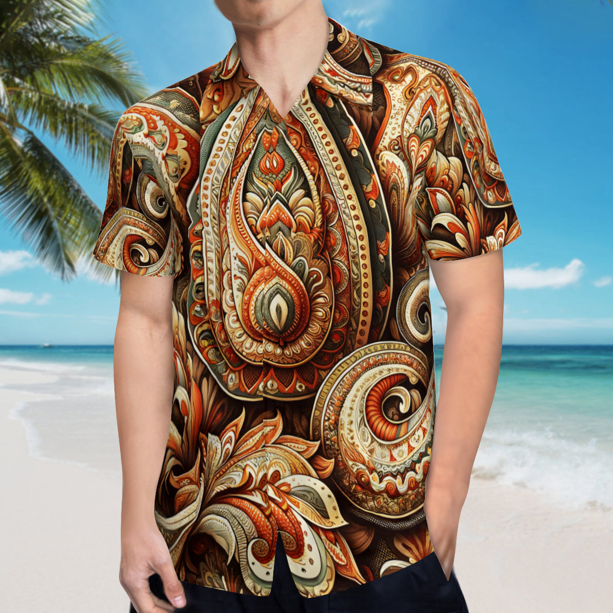 Paisley Pattern Short Sleeves Men's Shirt