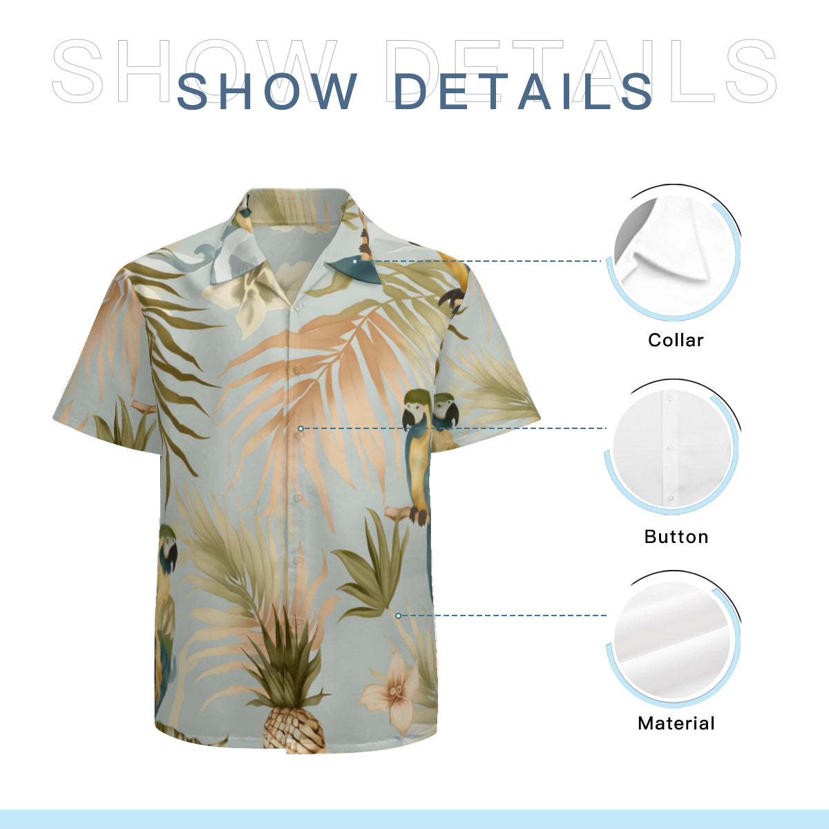 Abstract Floral Parrot Short Sleeves Men's Shirt