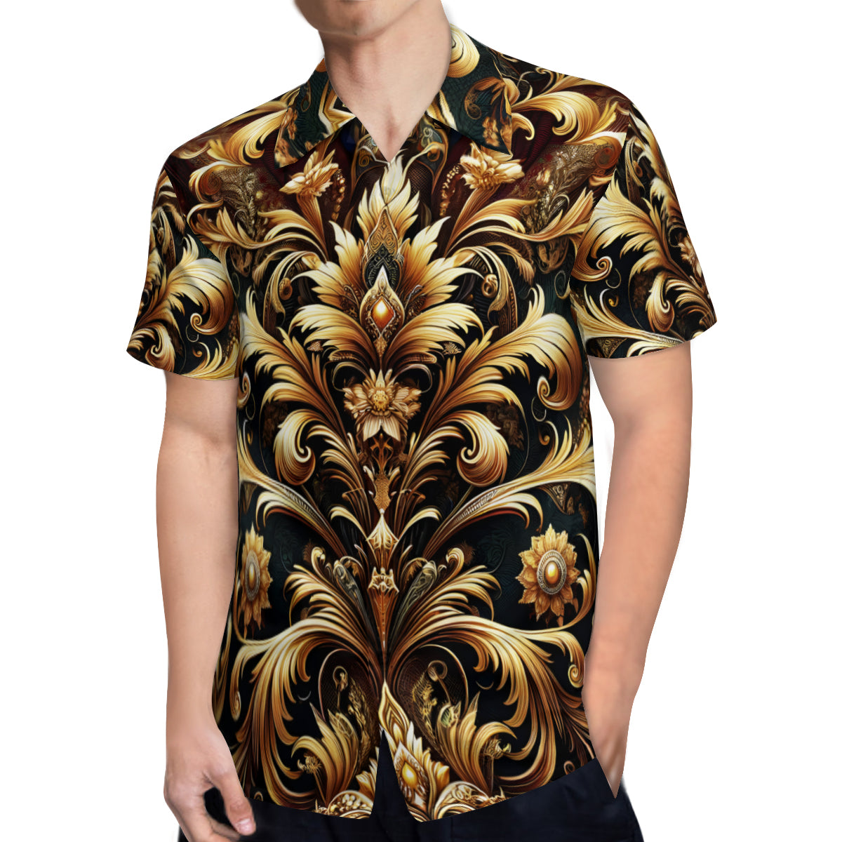 Exquisite And Majestic Pattern Short Sleeves Men's Shirt