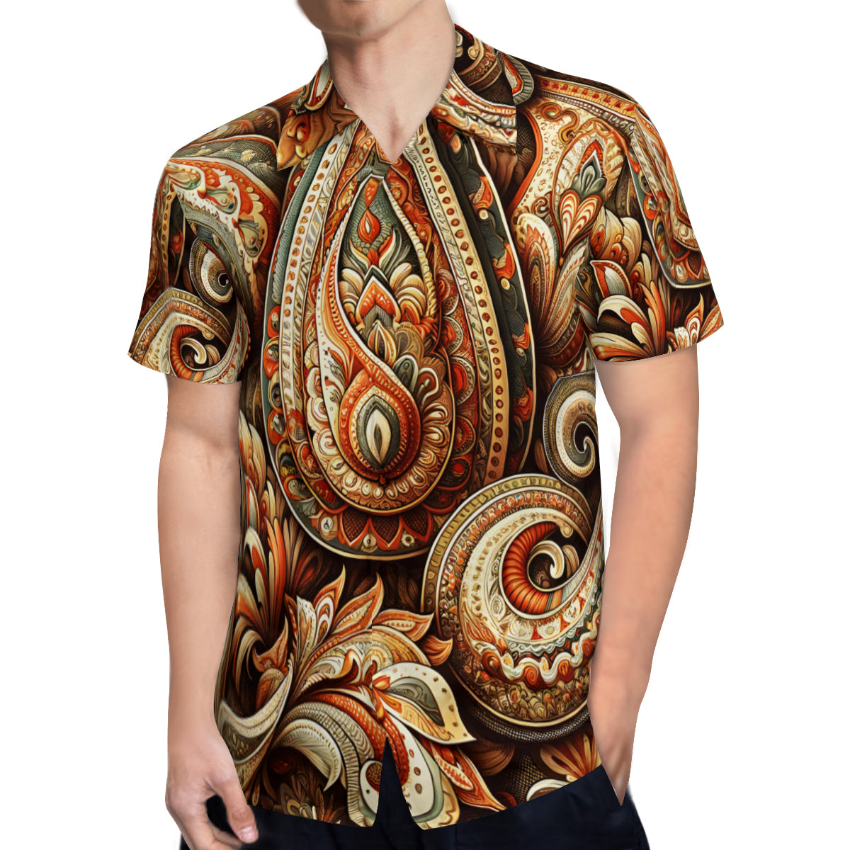 Paisley Pattern Short Sleeves Men's Shirt