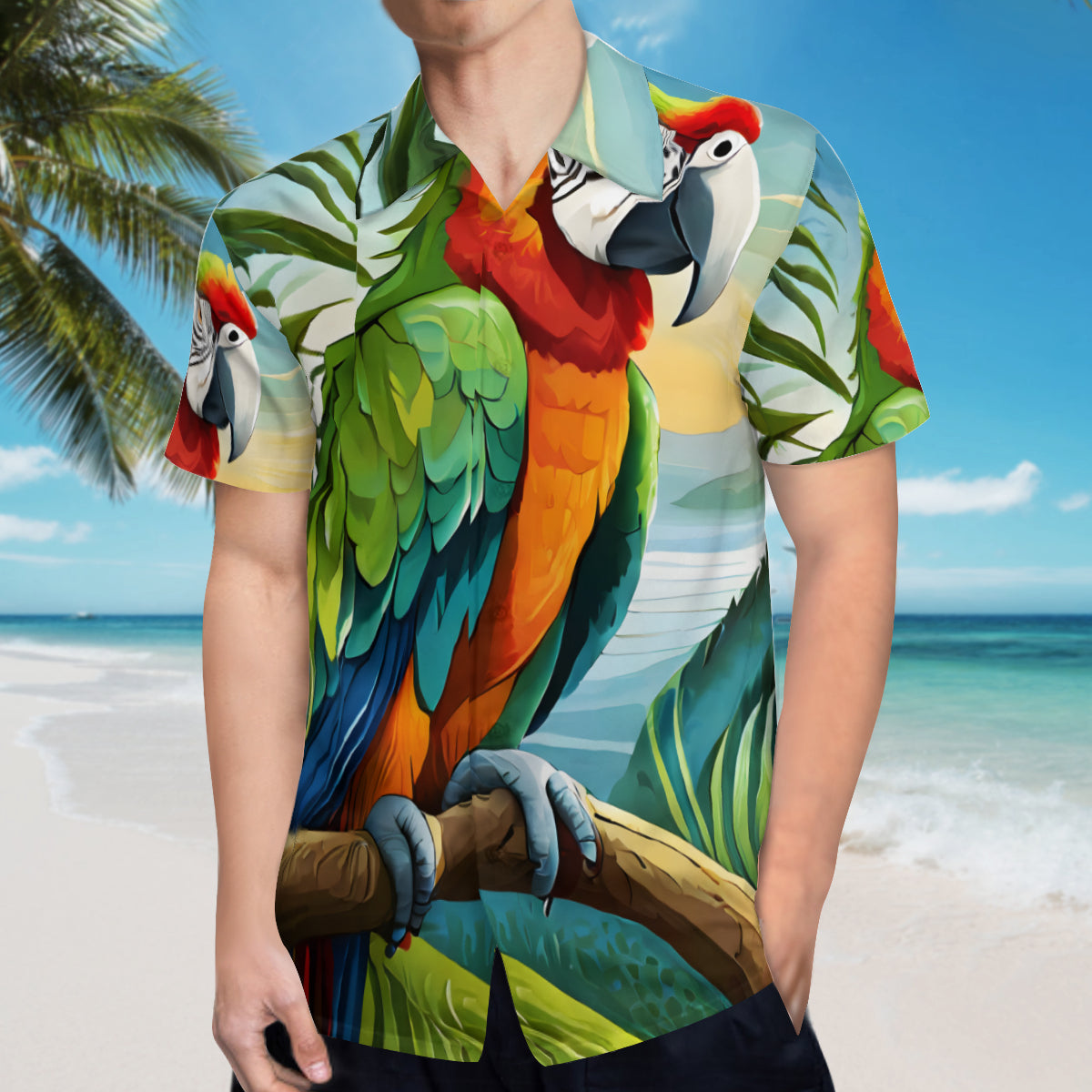 Parrot Lovers Tropical Short Sleeves Men's Shirt