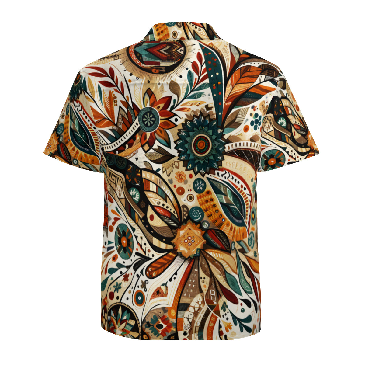 Abstract Brown Short Sleeves Men's Shirt