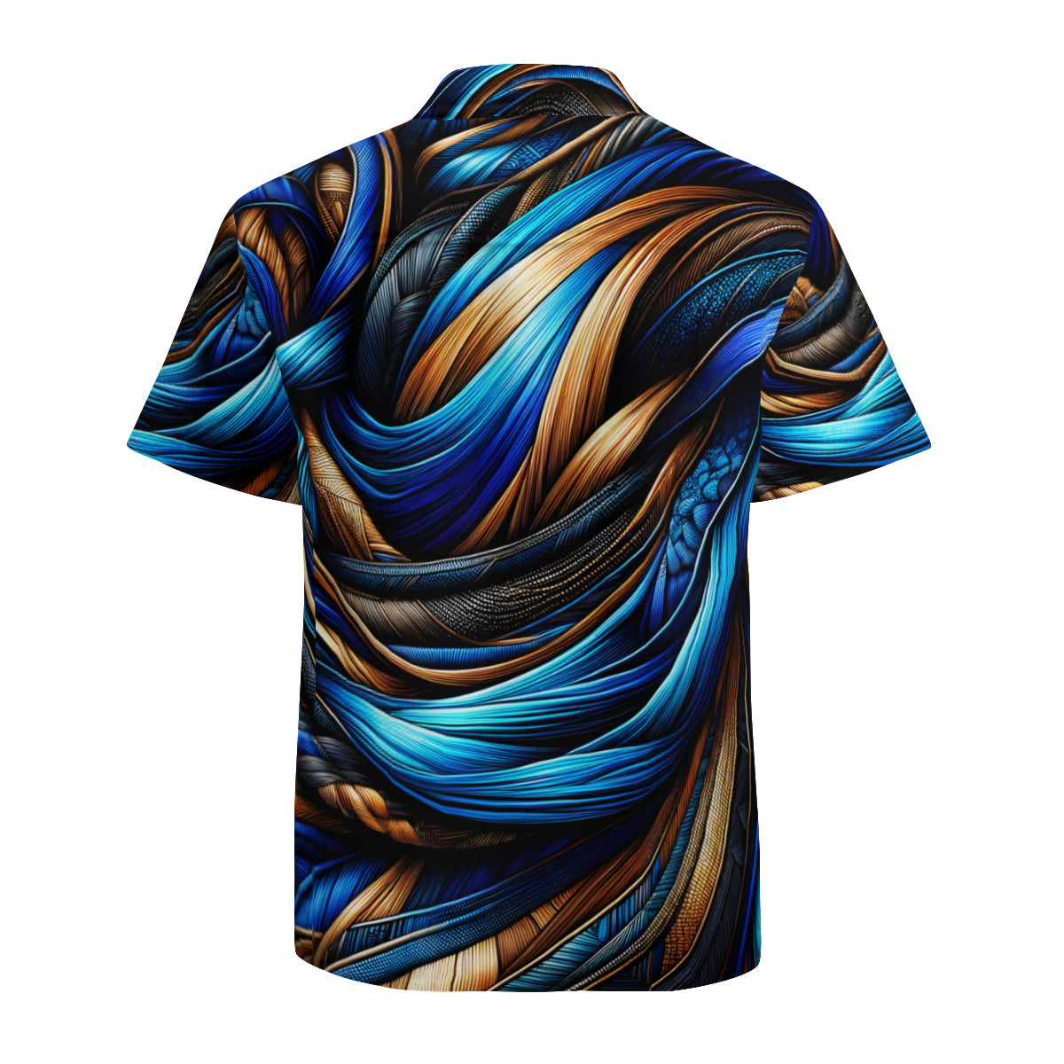 Royal Blue Weave Pattern Short Sleeves Men's Shirt