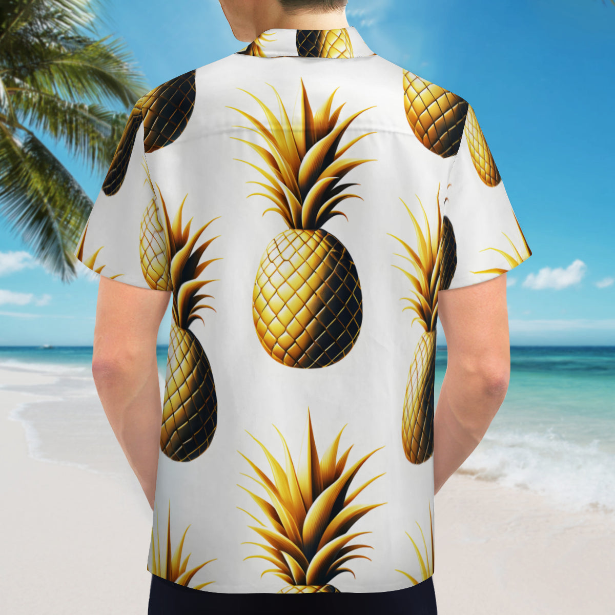Abstract Golden Pineapple  Short Sleeves Men's Shirt