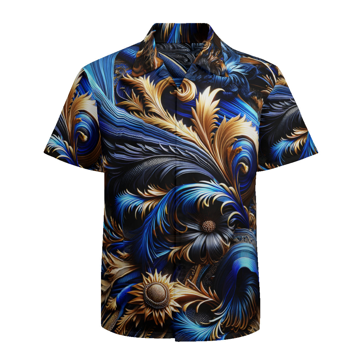 Royal Blue Weave Pattern Short Sleeves Men's Shirt