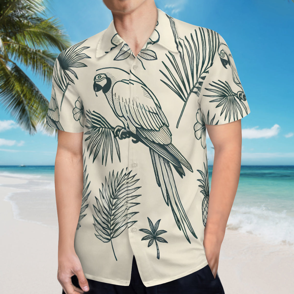 Abstract Parrot Tropical Short Sleeves Men's Shirt