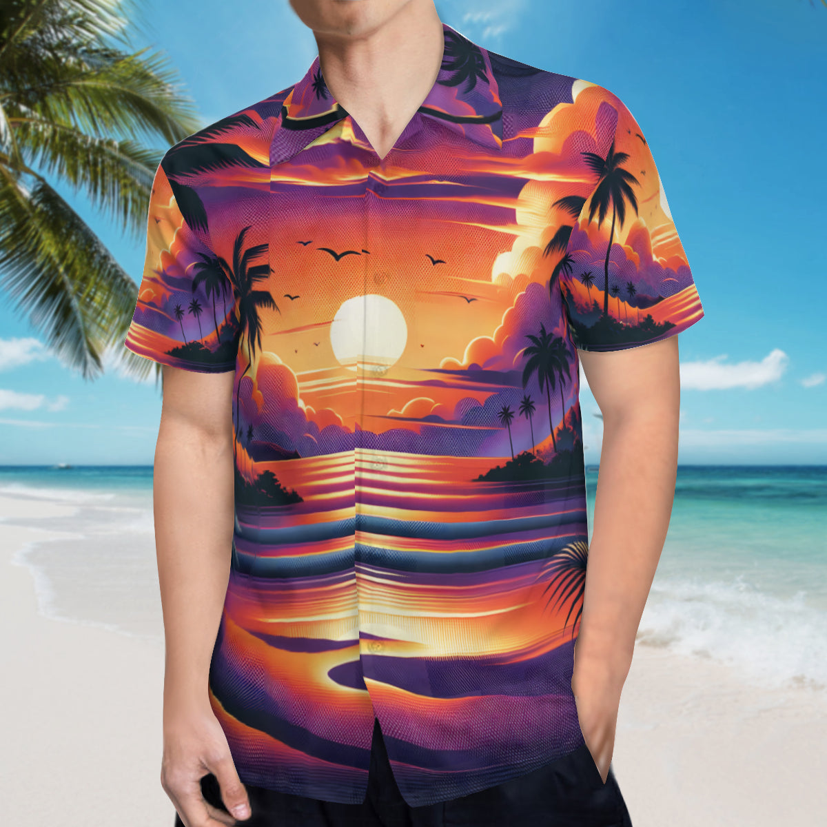 Sunset Hawaii Short Sleeves Men's Shirt