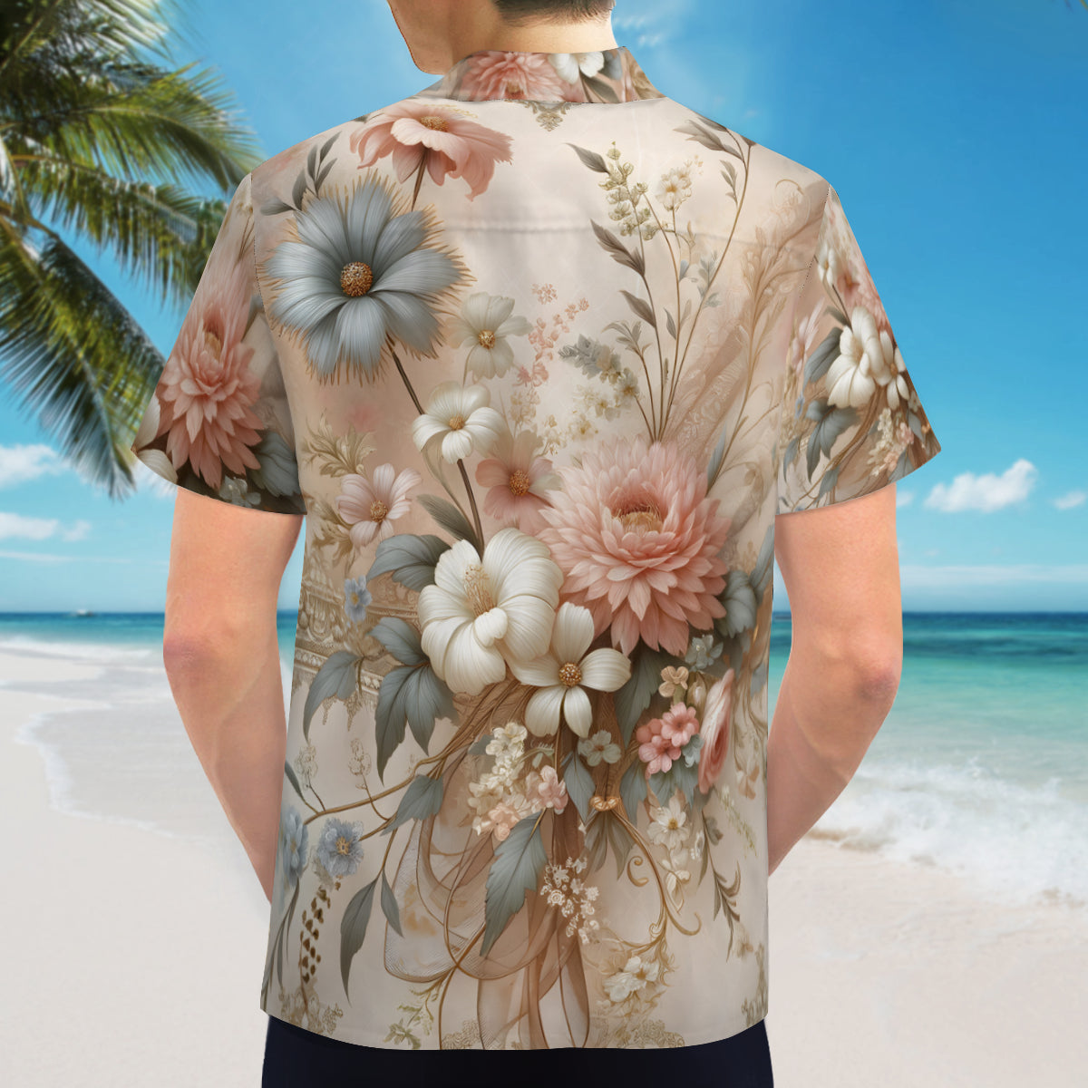 Abstract Floral Pattern Men's Short Sleeves Shirt