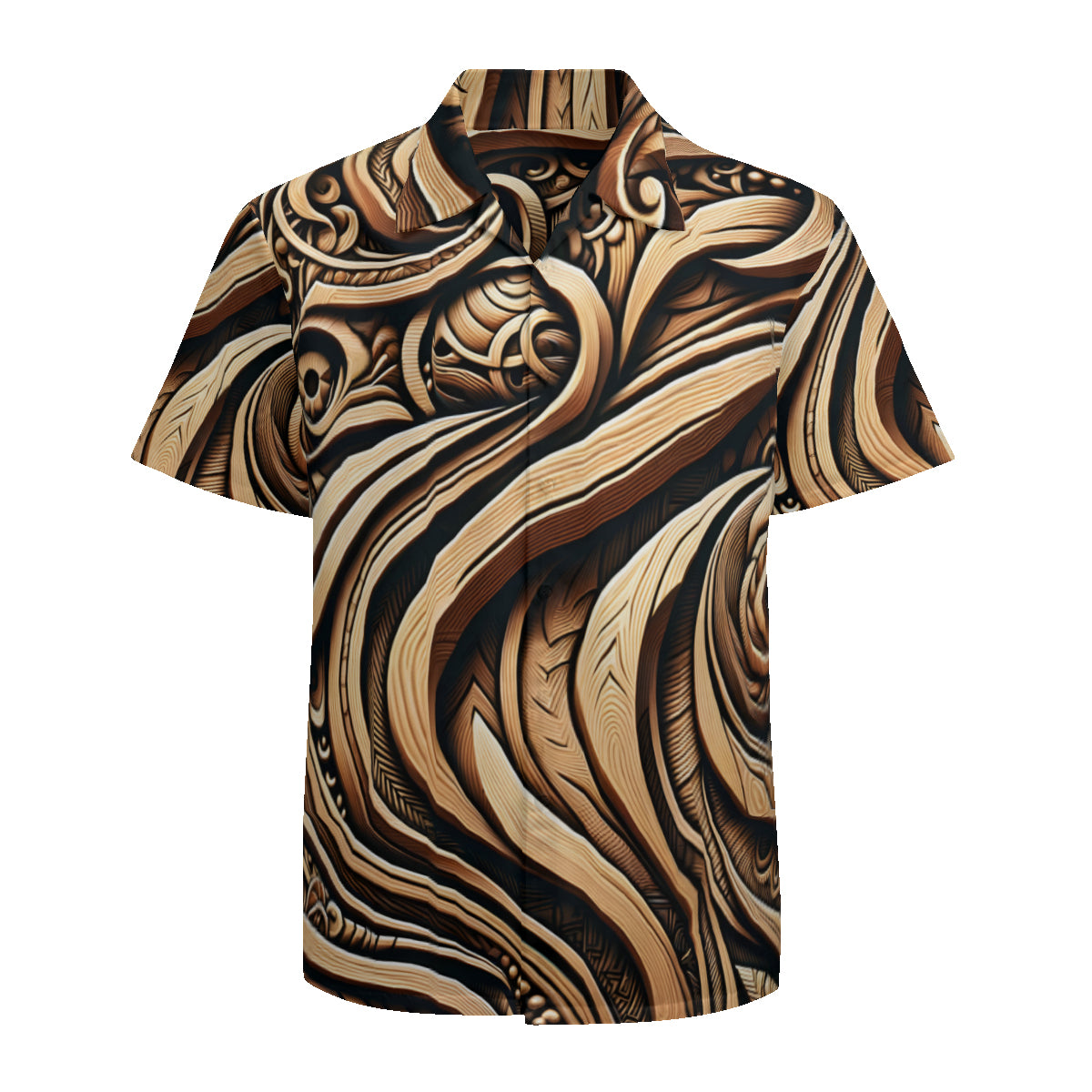 Abstract Wooden Carving Short Sleeves Men's Shirt