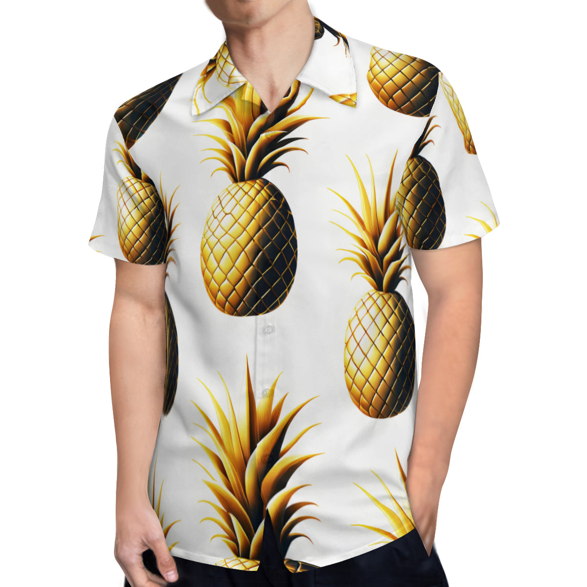 Abstract Golden Pineapple  Short Sleeves Men's Shirt