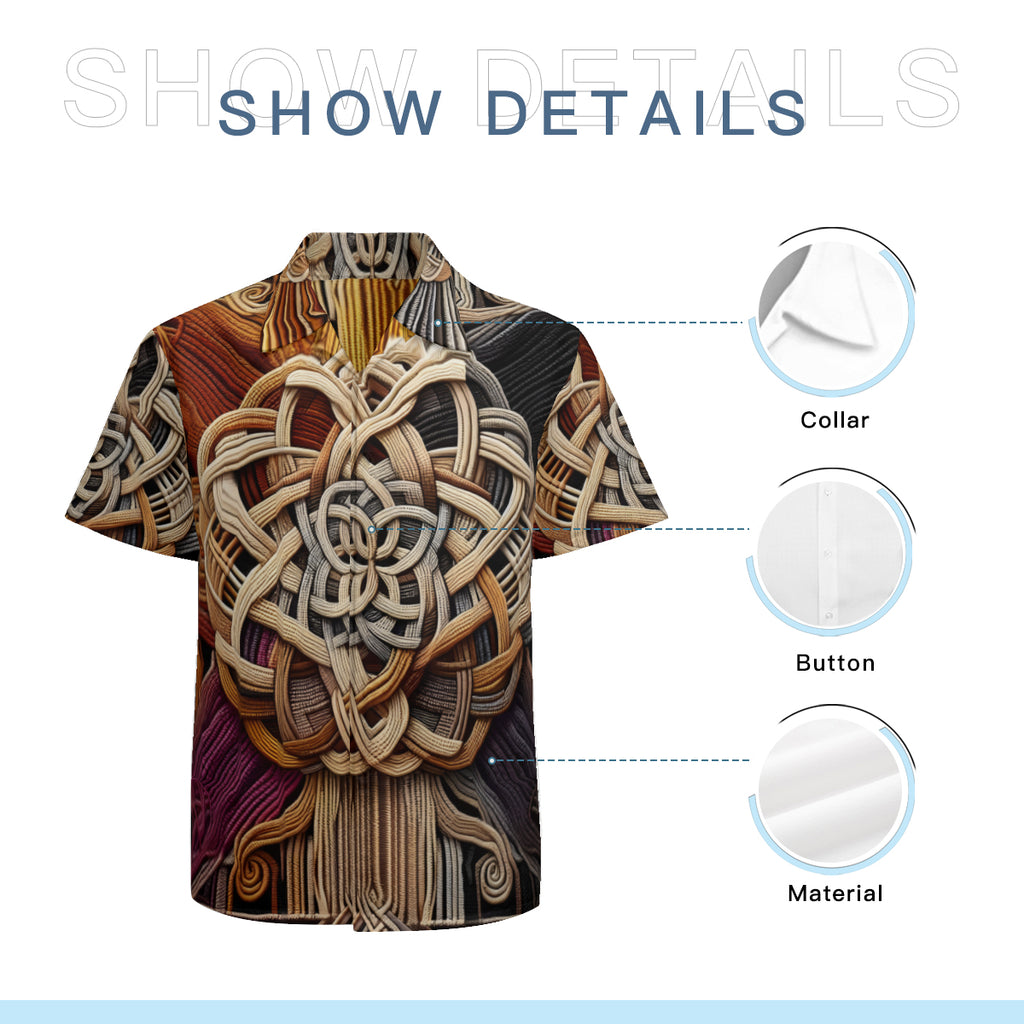 Interwoven Thread Design Short Sleeves Men's Shirt