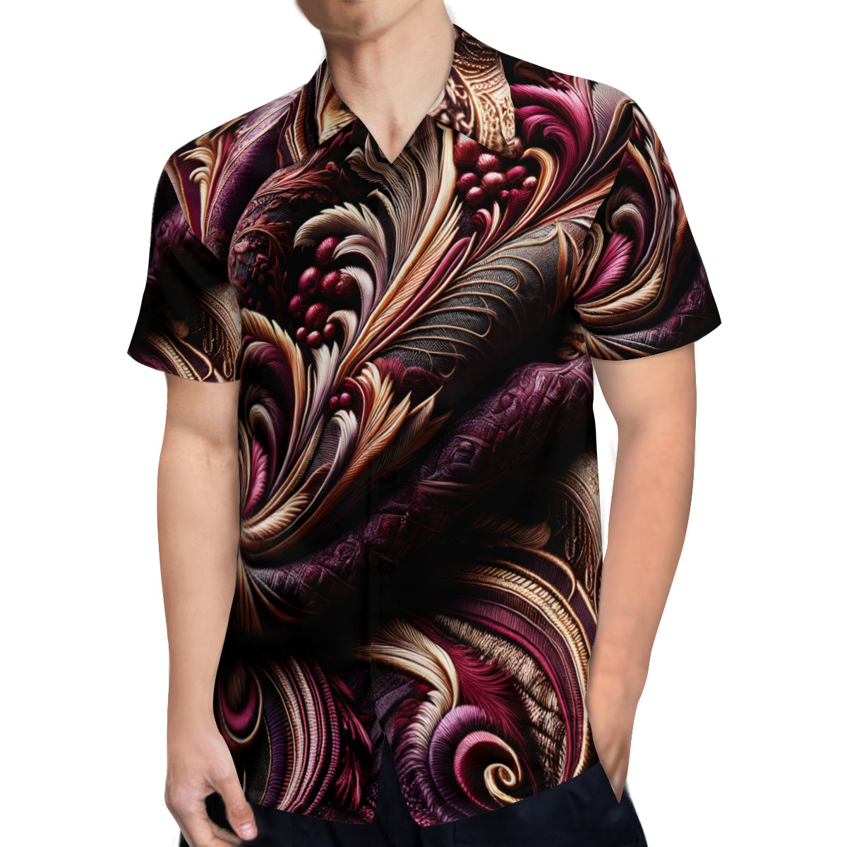 Rich Plum Design Short Sleeves Men's Shirt