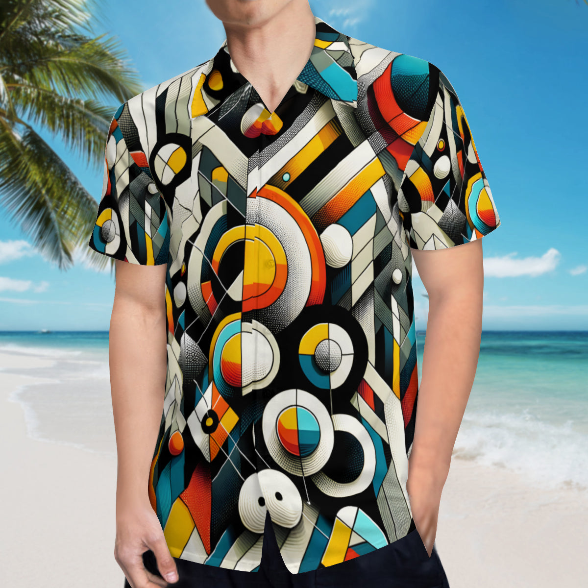 Abstract Geometric Short Sleeves Men's Shirt