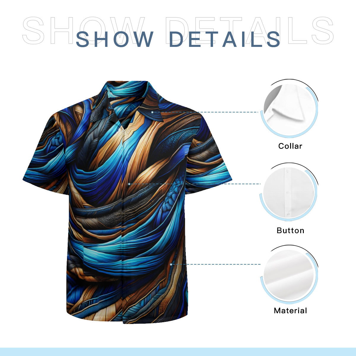 Royal Blue Weave Pattern Short Sleeves Men's Shirt