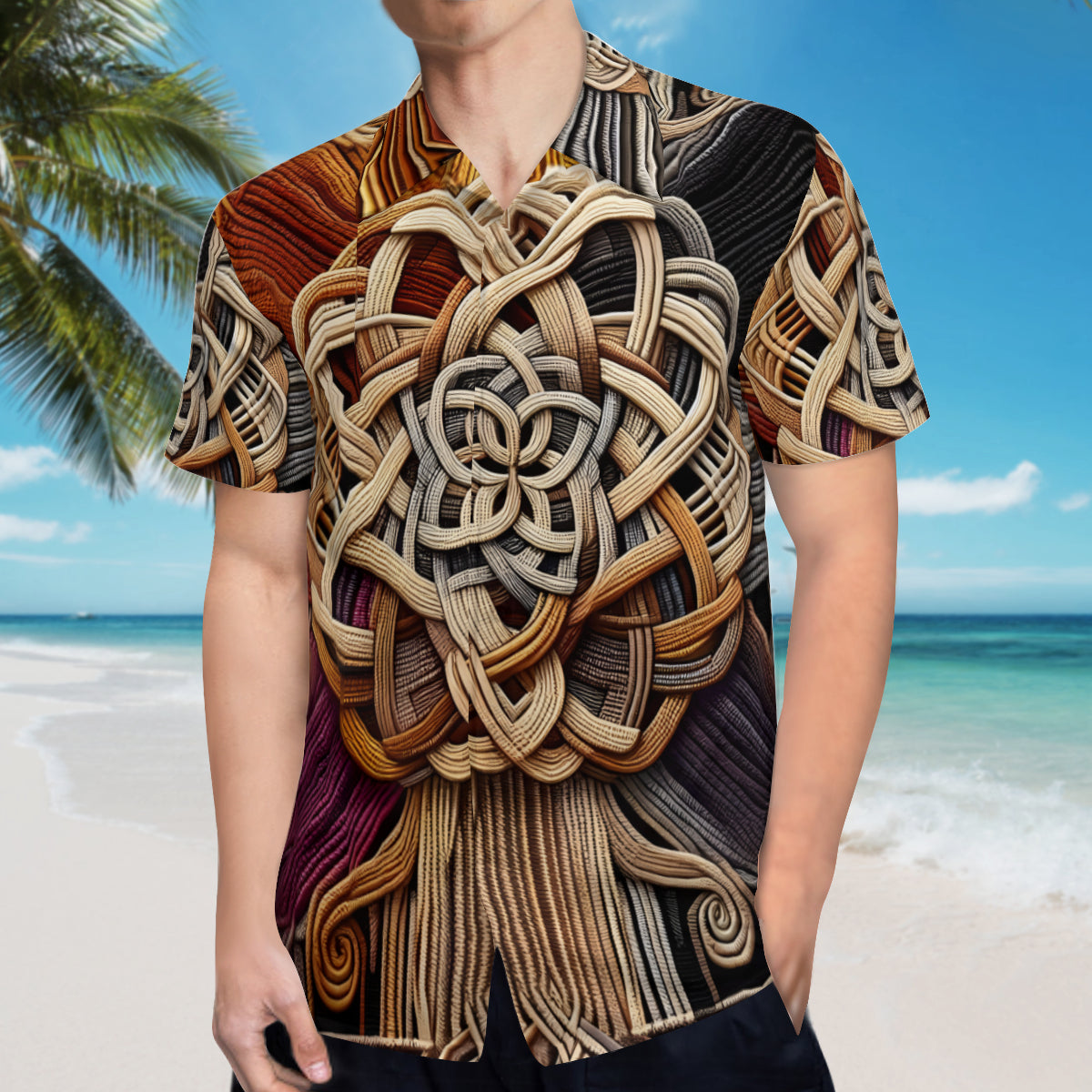 Interwoven Thread Design Short Sleeves Men's Shirt