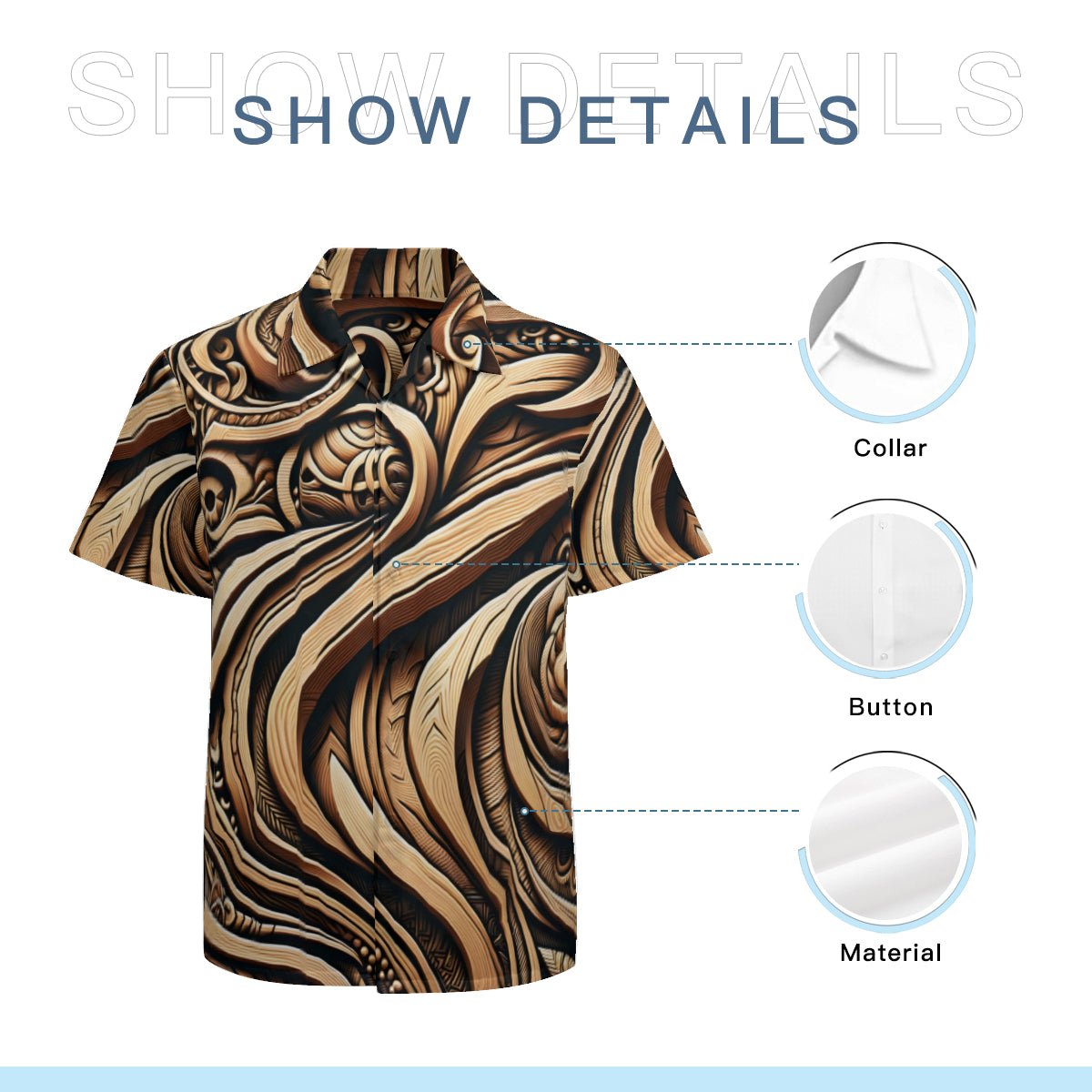 Abstract Wooden Carving Short Sleeves Men's Shirt
