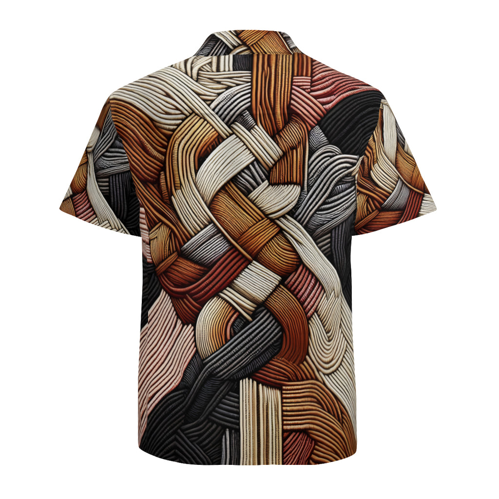 Interwoven Thread Design Short Sleeves Men's Shirt