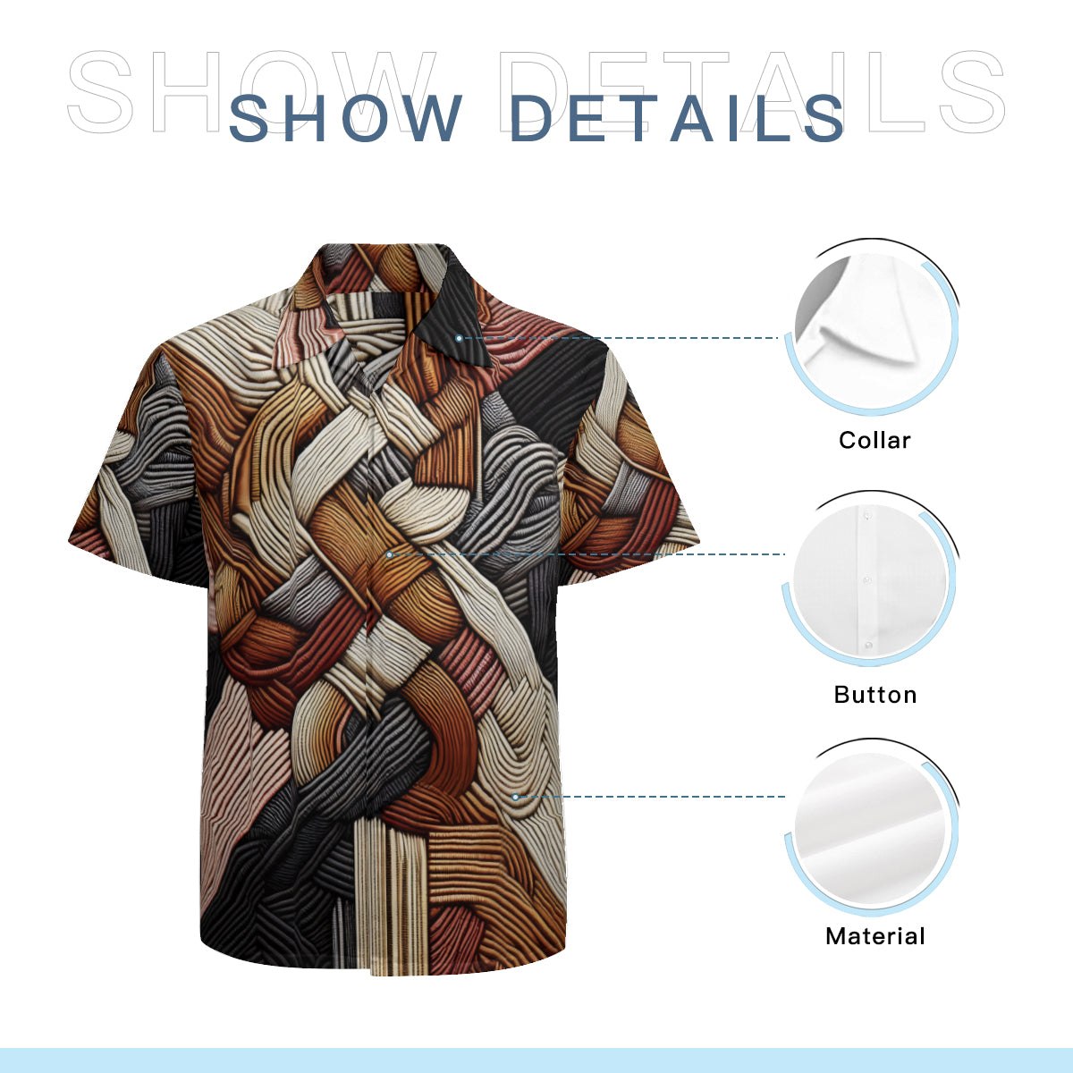 Interwoven Thread Design Short Sleeves Men's Shirt