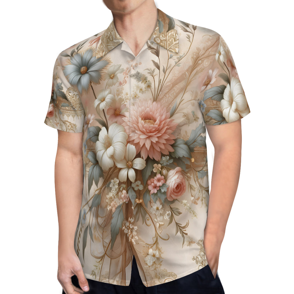 Abstract Floral Pattern Men's Short Sleeves Shirt