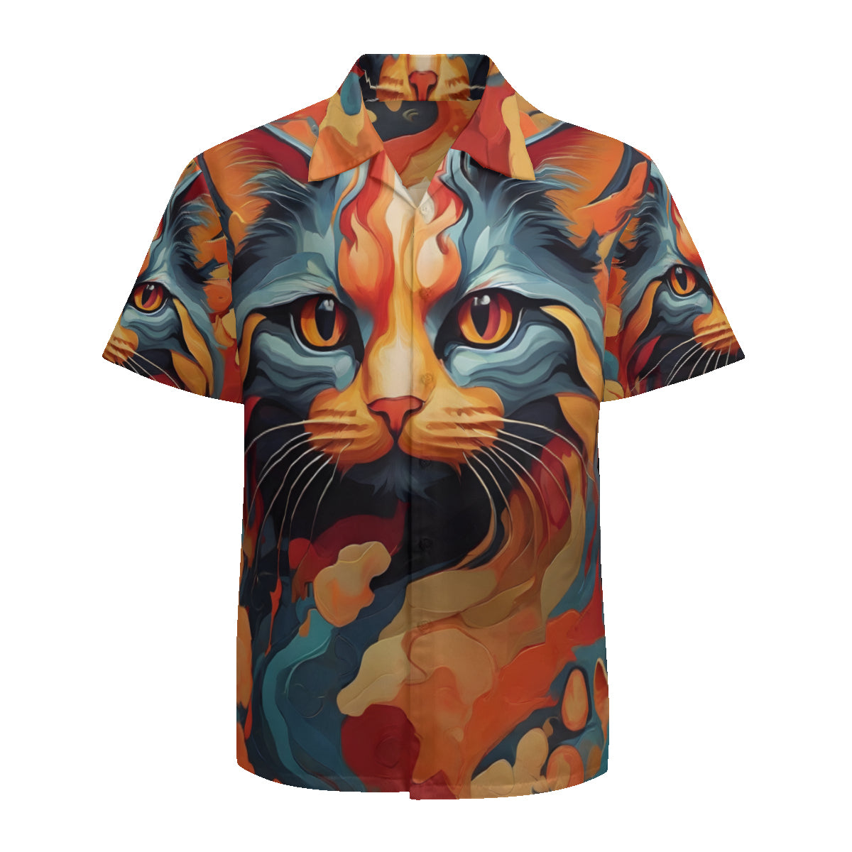 Abstract Cat Lovers Short Sleeves Men's Shirt