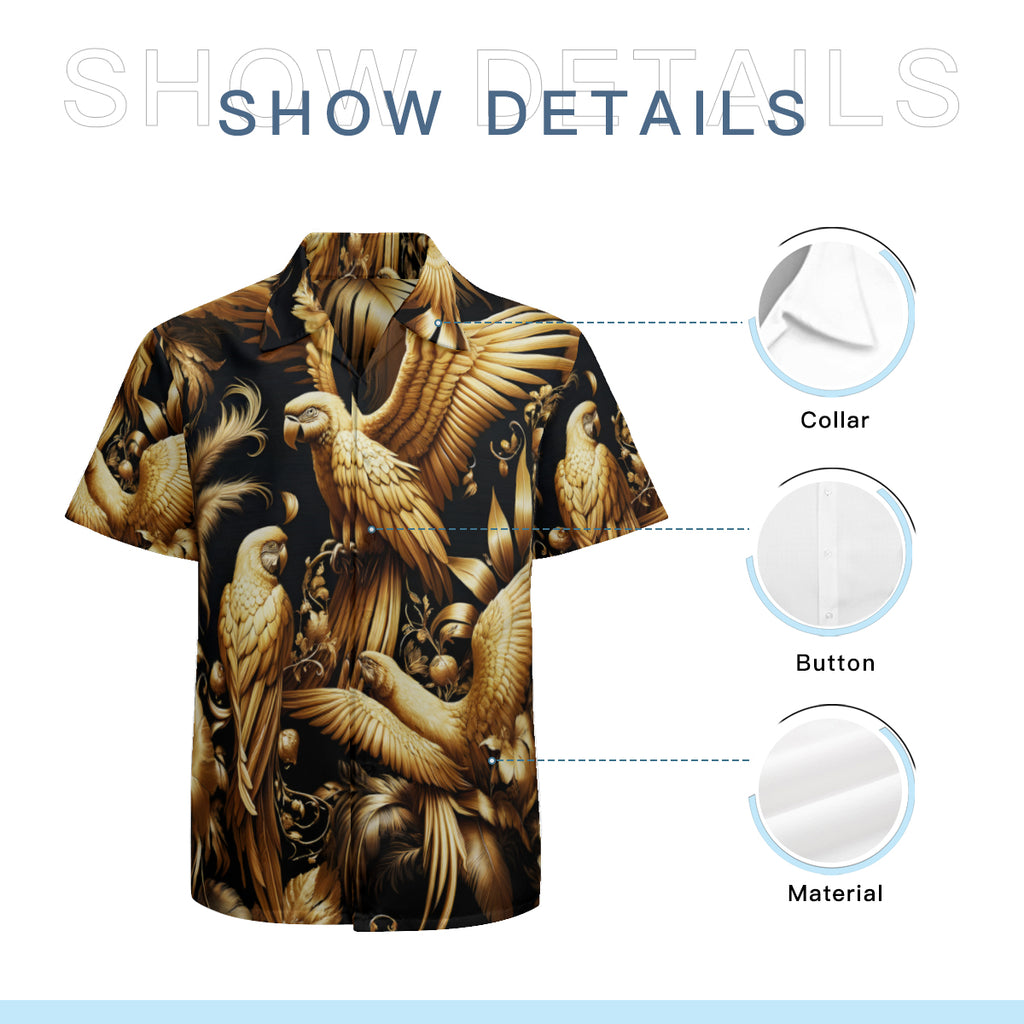 Abstract Gold Black Short Sleeves Men's Shirt