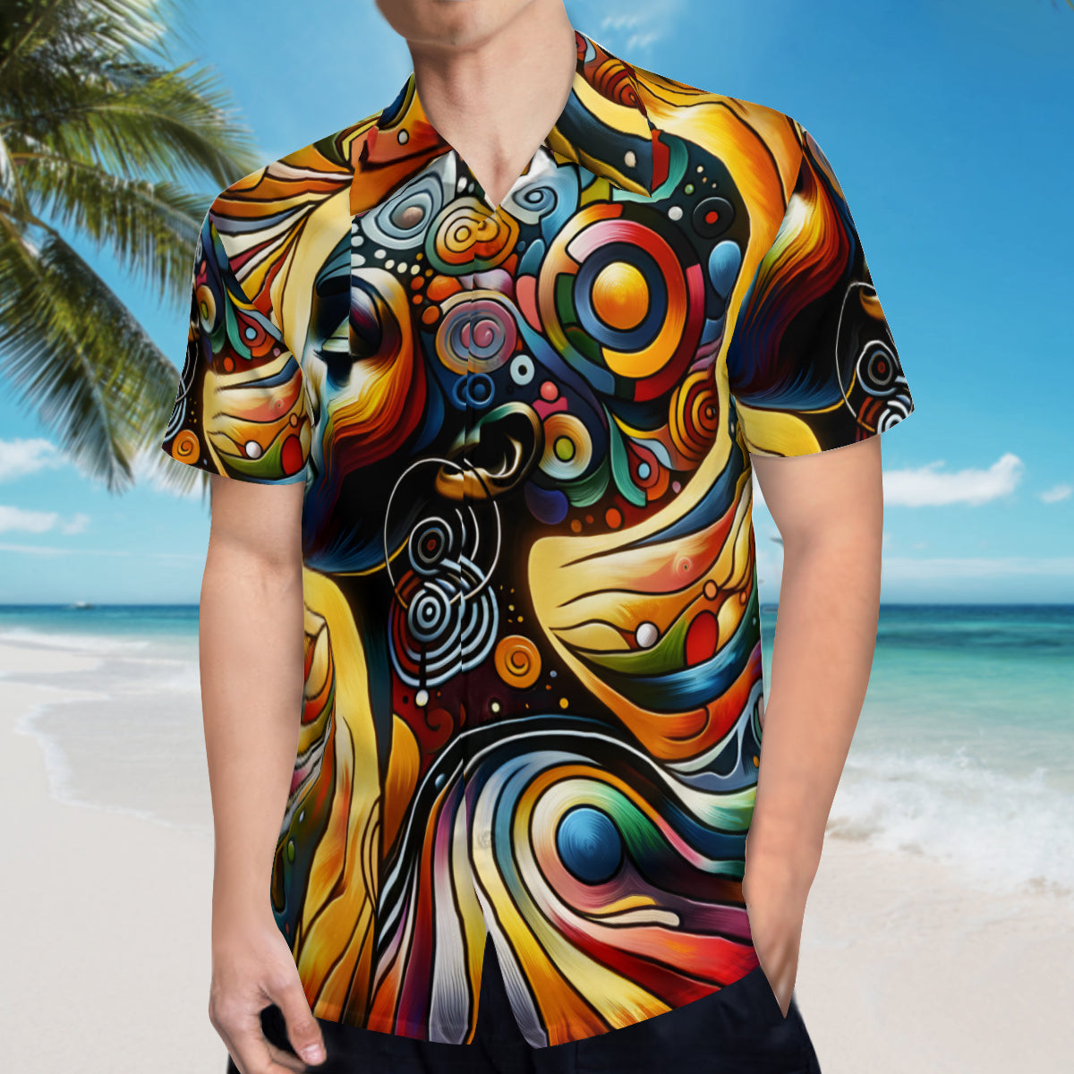 Afro Art Gold Black Short Sleeves Men's Shirt