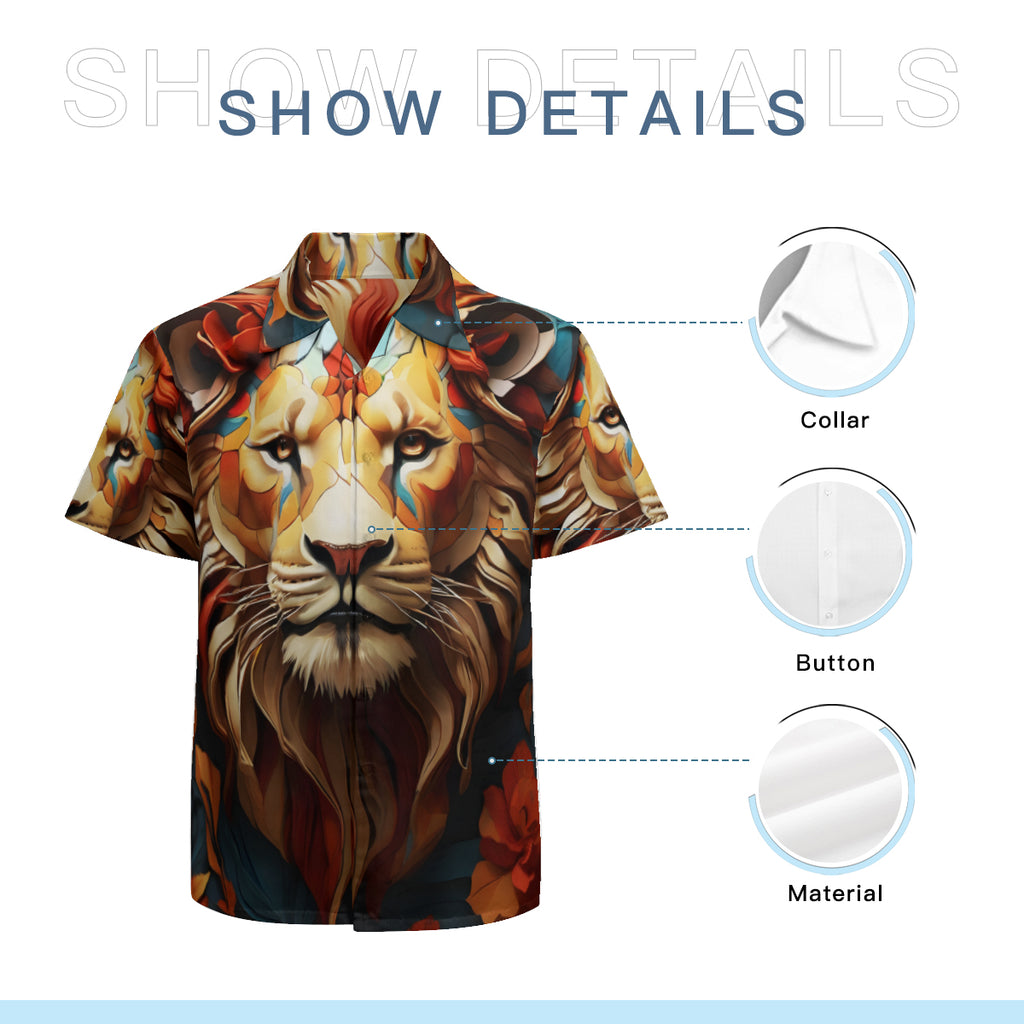 Abstract Lion Short Sleeves Men's Shirt
