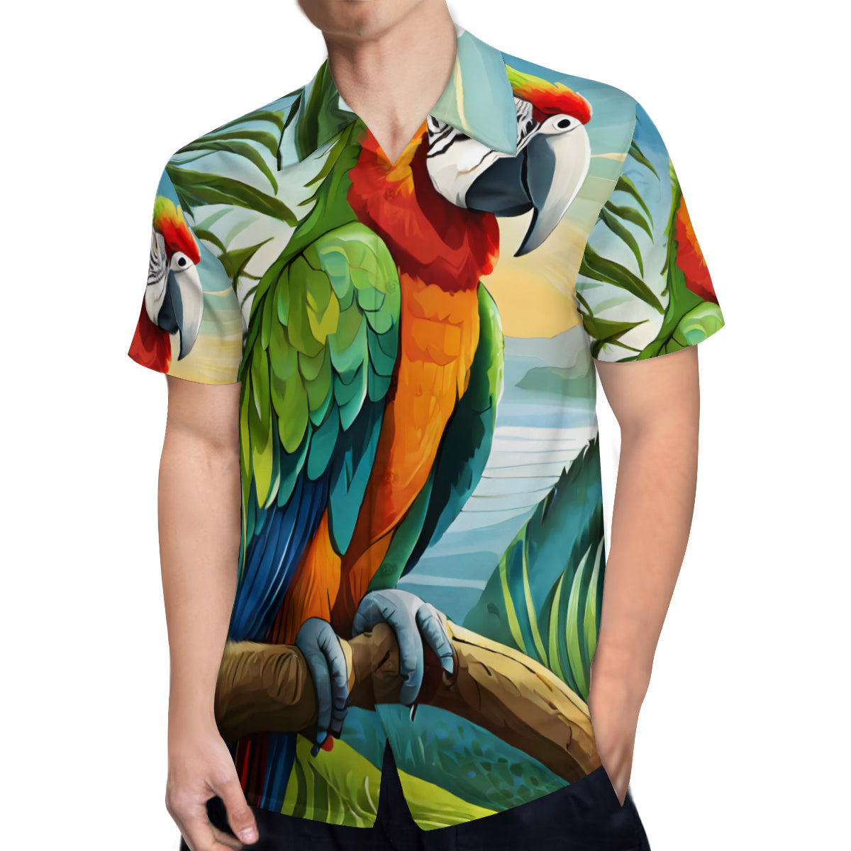 Parrot Lovers Tropical Short Sleeves Men's Shirt