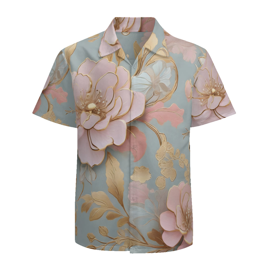 Abstract Floral Pattern Short Sleeves Men's Shirt