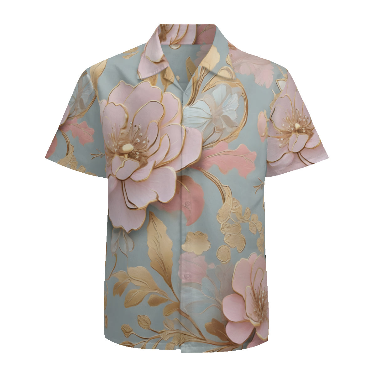 Abstract Floral Pattern Short Sleeves Men's Shirt